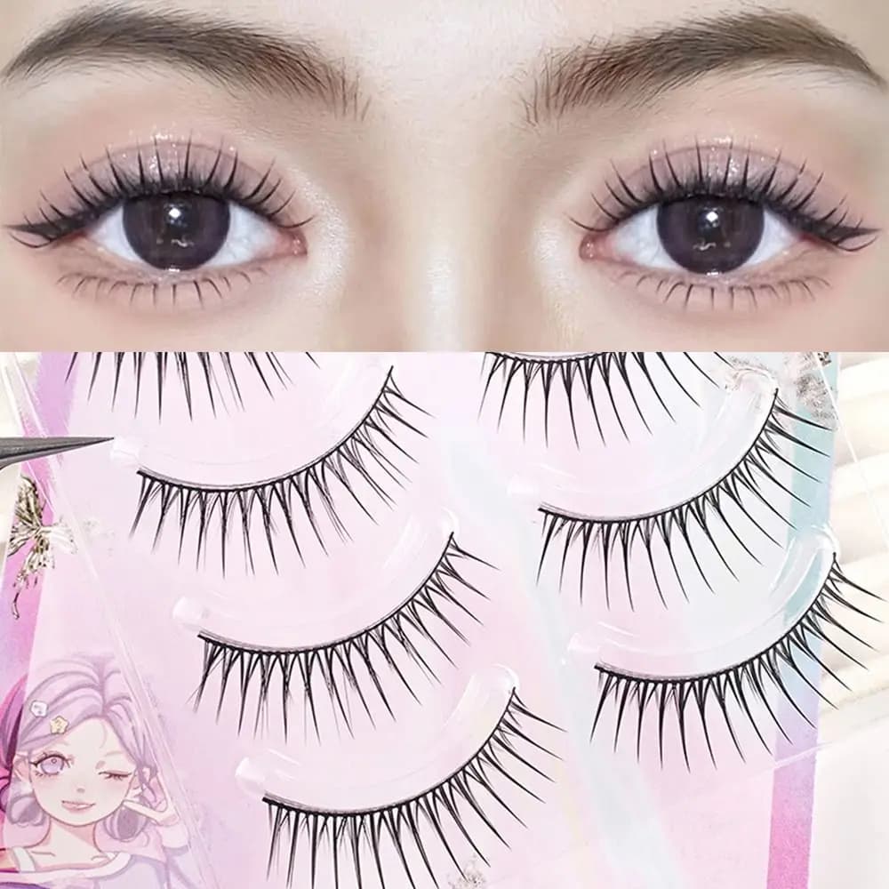 Ciglia finte in stile coreano per donna, effetto manga, spesse e naturali, strumenti per il trucco degli occhi, ideali per cosplay