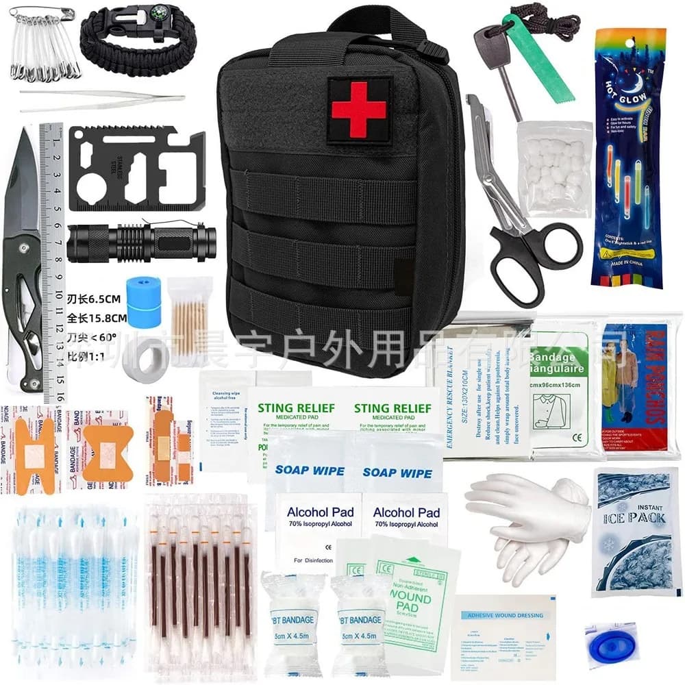 Tactical Survival First Aid Kit, Multi-Function Camping Gear, Outdoor Emergency Rescue Bag