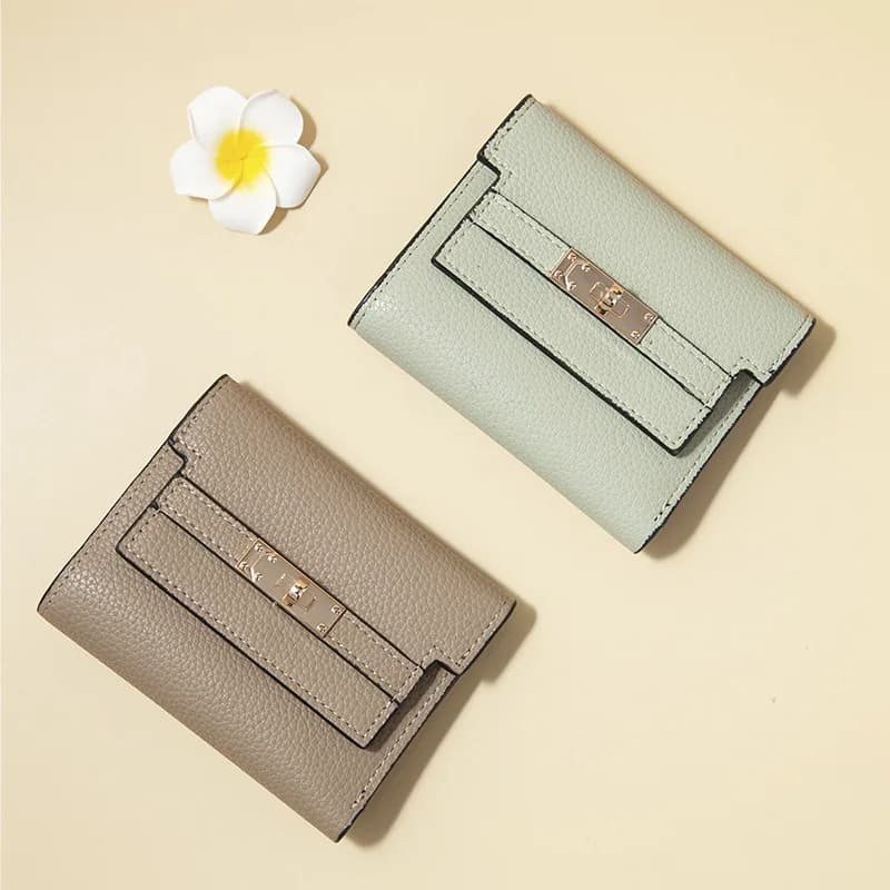 Large Capacity Women'S Short Card Wallet Multi Card Slots Solid Color Minimalist Card Holder Bus Id Credit Card Organizer Purse