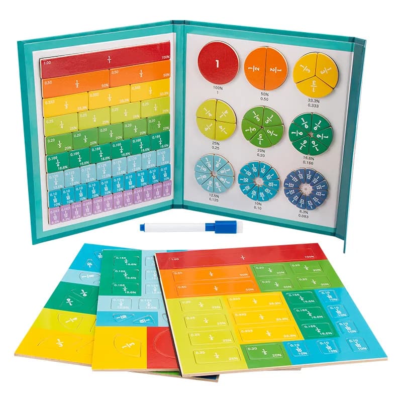Lavagna divisoria per piastrelle con frazioni magnetiche - Gioco educativo di conteggio matematico con cerchi interattivi per i giovani