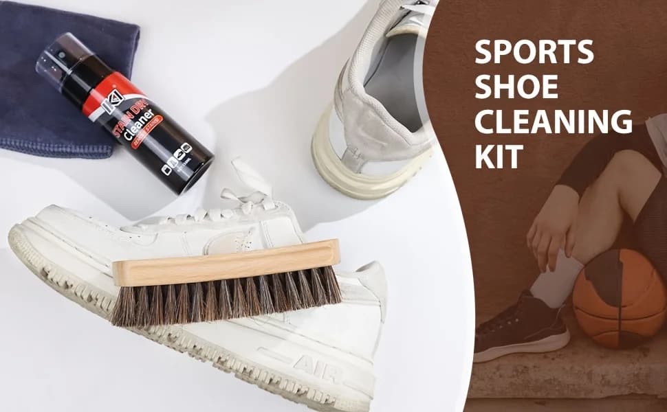 Set smacchiatore tenace - Spray smacchiatore con spazzola in crine e asciugamani in alta fibra - per scarpe, ecopelle