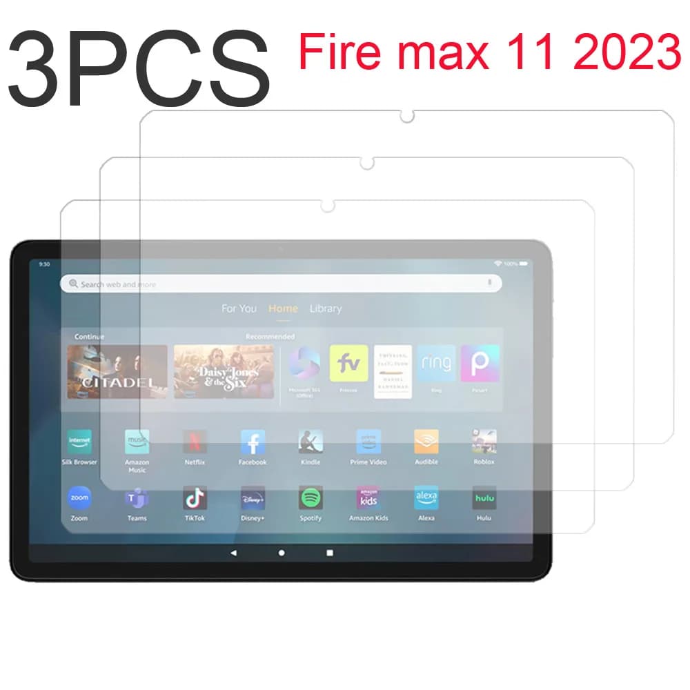 3 pezzi per Fire max 11′′ 2023 Proteggi schermo in vetro temperato 3 confezioni di pellicola protettiva per tablet HD Antigraffio