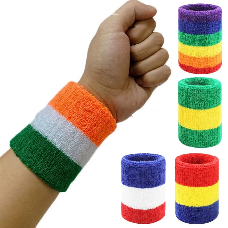 1 Pezzo Fasce da Polso Sportive a Righe in Cotone, Fascia Assorbente per Tennis, Basket, Corsa e Fitness, Protezione per il Polso