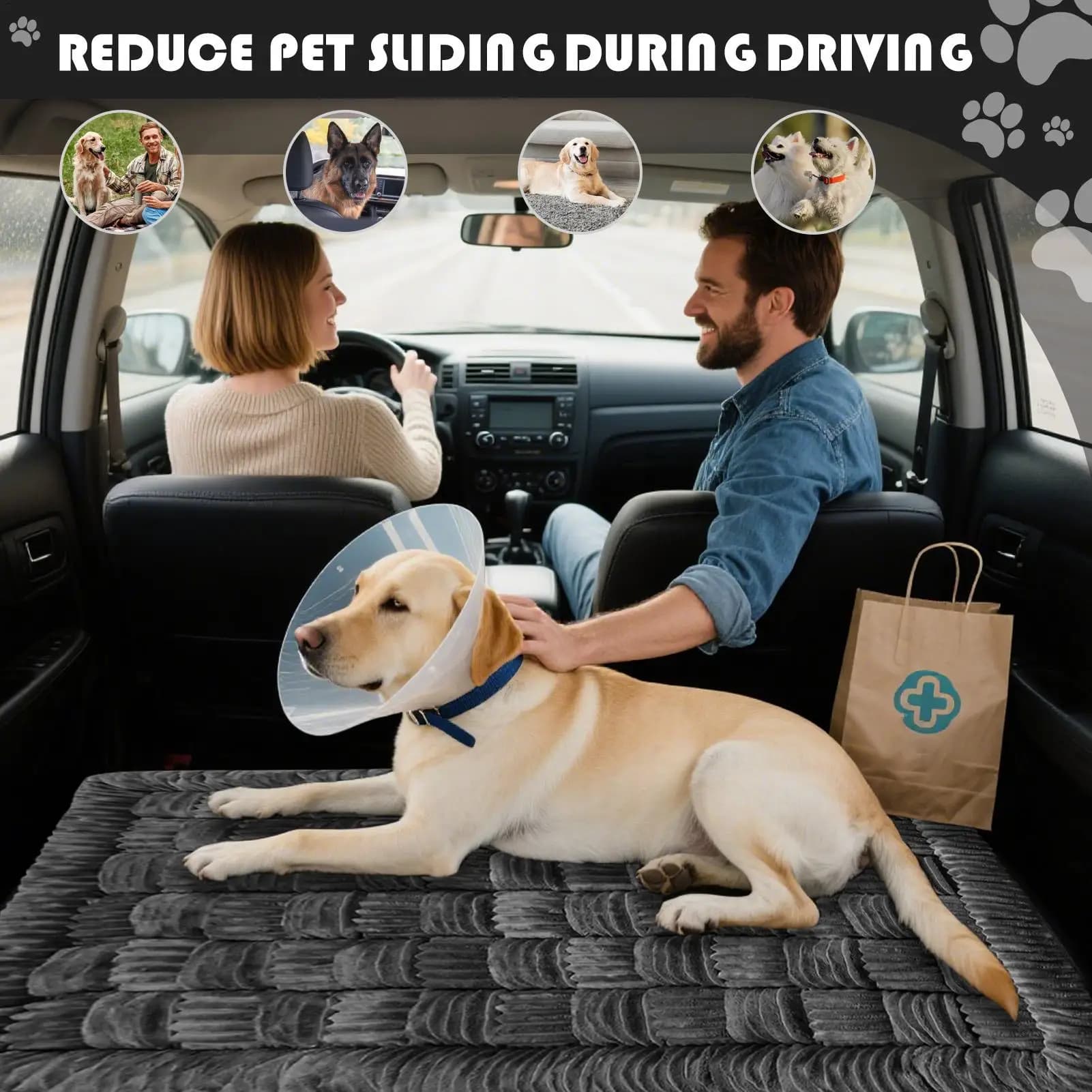 Tappetino per animali domestici per tutte le stagioni, letto per cani a quadretti in peluche, tappetino per divano, antiscivolo per esterni, tappetino per auto per animali domestici 137x60 cm, lavabile in lavatrice