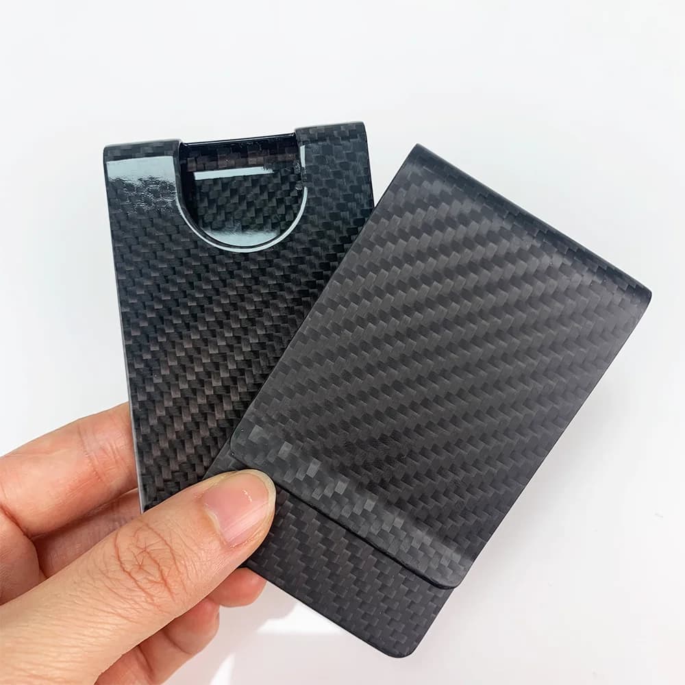 Fermasoldi in fibra di carbonio nero opaco/lucido Porta carte di credito RFID Porta carte da lavoro grande per uomo donna