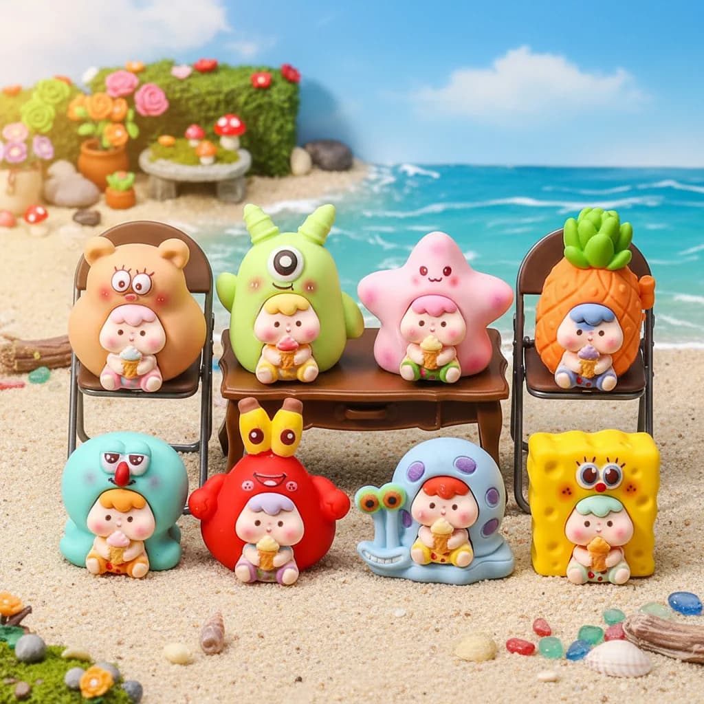 Set di 6 Bambole Ocean Baby, Personaggi di Spongebob Squarepants, Giocattoli Anime, Modellini da Collezione, Regalo per Fan