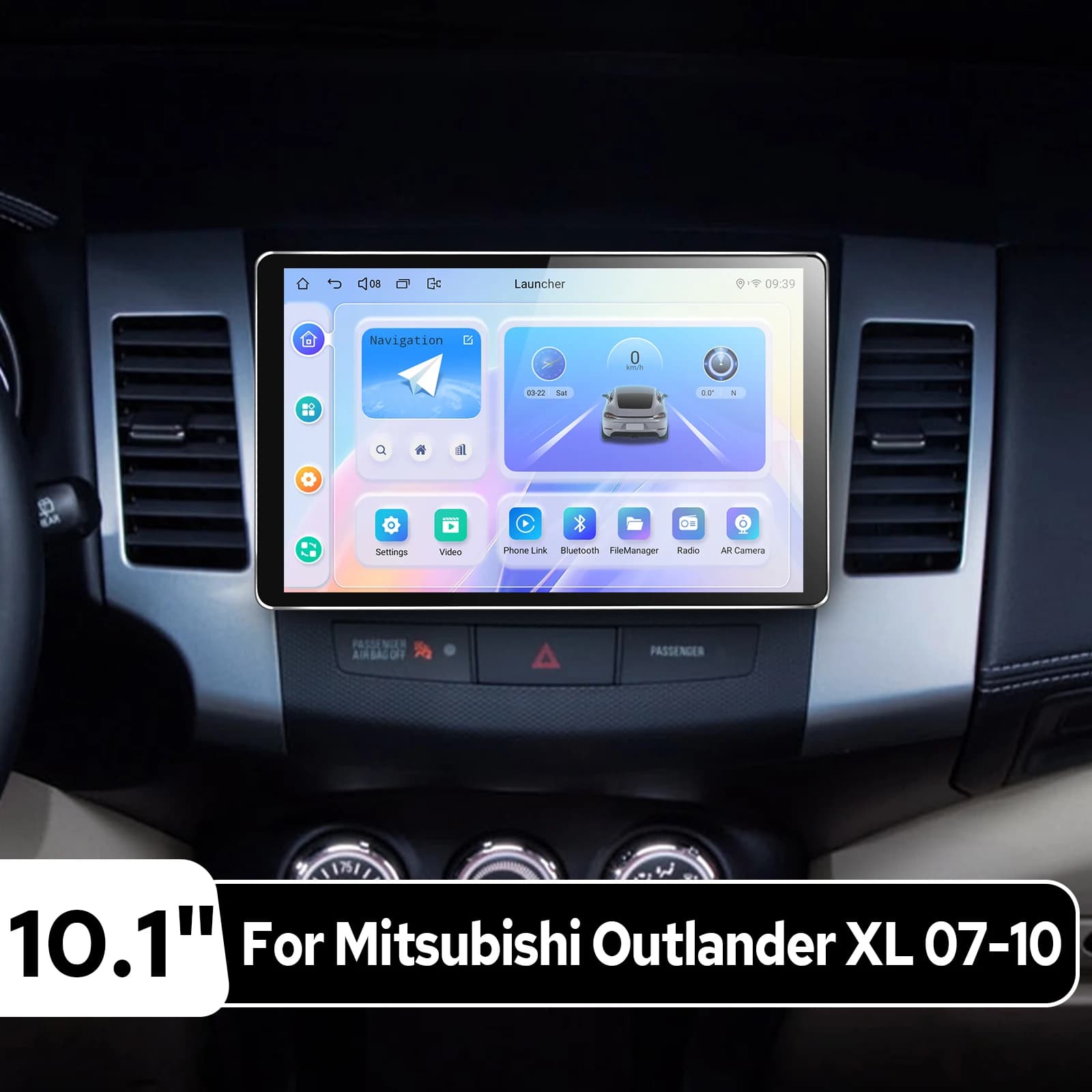 Autoradio Android 10.1" per Mitsubishi Outlander XL 2007-2010 con CarPlay Wireless e Android Auto Plug&Play con Cablaggio Completo