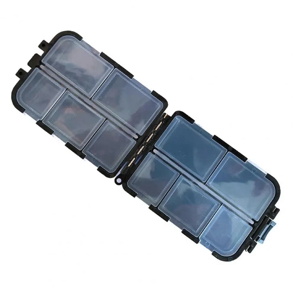 Bait Lure Organizer Case Double-sided Fishing Lure Box with 10 Compartments Portable Multifunction Tackle Organizer Soft Hard