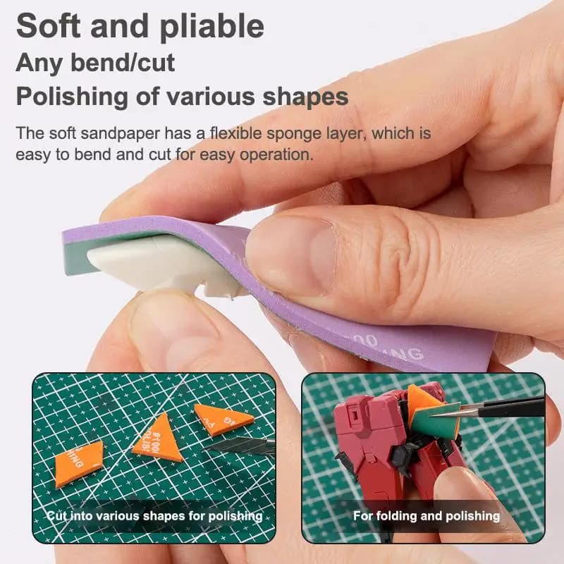 Bastoncini per Lucidatura da 400 a 2000 Mesh per Modelli in Plastica, Bastoncini Abrasivi Semi-Rigidi ad Alta Grana per Dettagli e Kit Modellismo