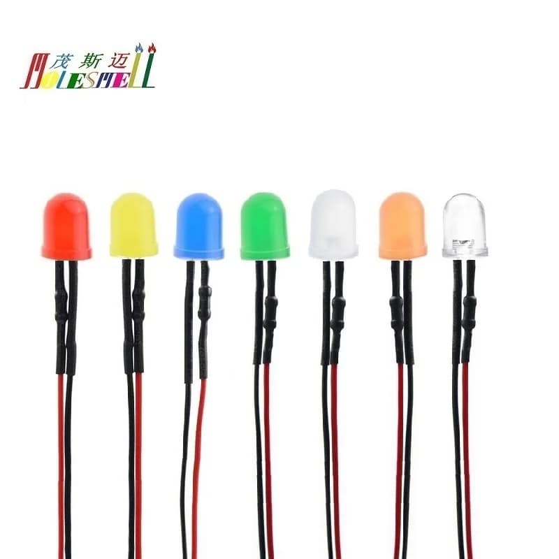10 pz 8mm 5 V 6 V 7 V DC Rotondo Diffuso/Acqua Trasparente LED Set Pre-Wired Rosso Giallo Blu Verde Bianco Arancione Viola Rosa Bianco Caldo RGB