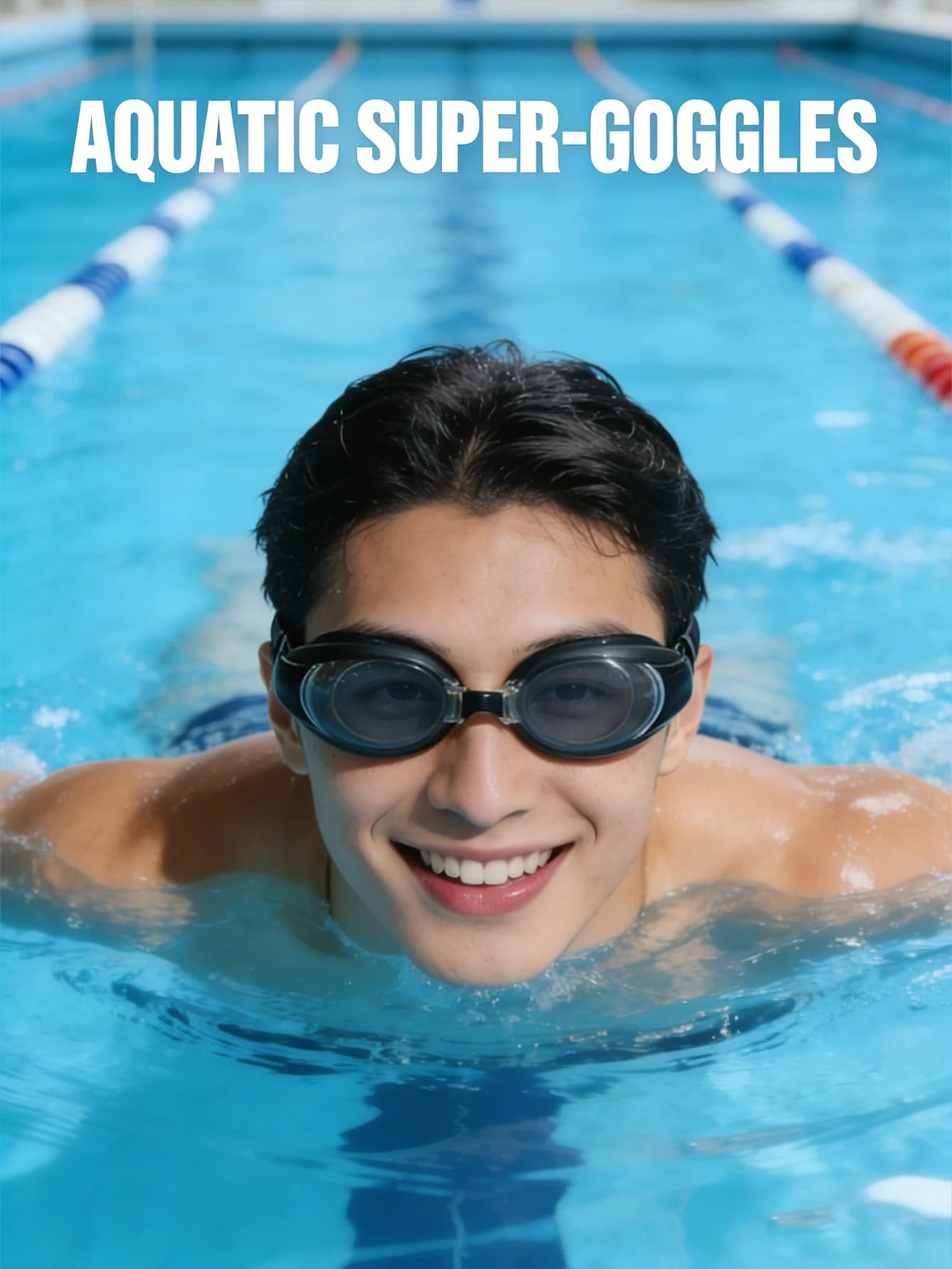 1 pair of unisex waterproof HD swim glasses with ear case and caps, comfortable swim glasses in soft silicone, Beach E