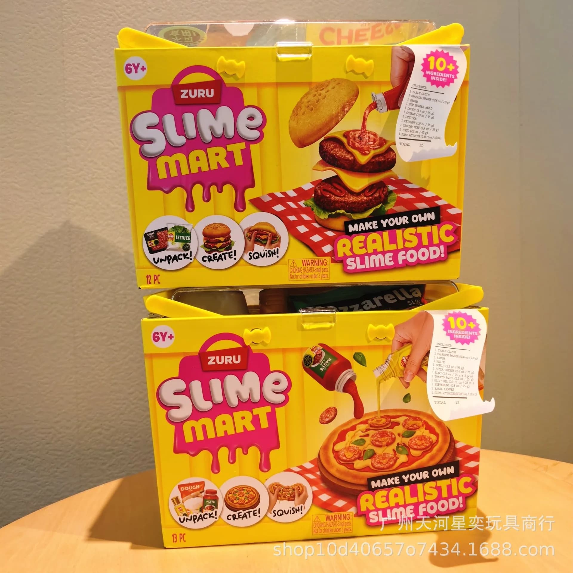 Kit Giocattolo Fai-da-Te Zuru Slime Mart, Cestino con Slime Realistico a Forma di Hamburger e Pizza, 10+ Ingredienti per Bambini 6+ Anni, Gioco di Ruolo
