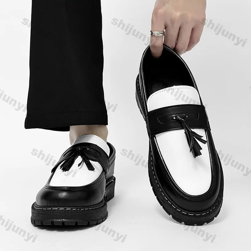 Scarpe in Pelle da Uomo 2026 Nuove Estive Comode Antiscivolo Mocassini alla Moda Resistenti con Plateau che Aumentano l'Altezza Scarpe Vulcanizzate