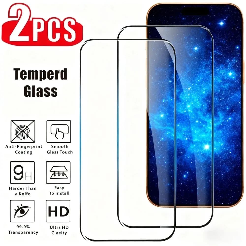 2 pezzi protezione schermo a copertura totale per iPhone 17 16 15 14 Pro Max Air 16 15 14 Plus 13 12 11 Pro XR XS 9H durezza vetro temperato