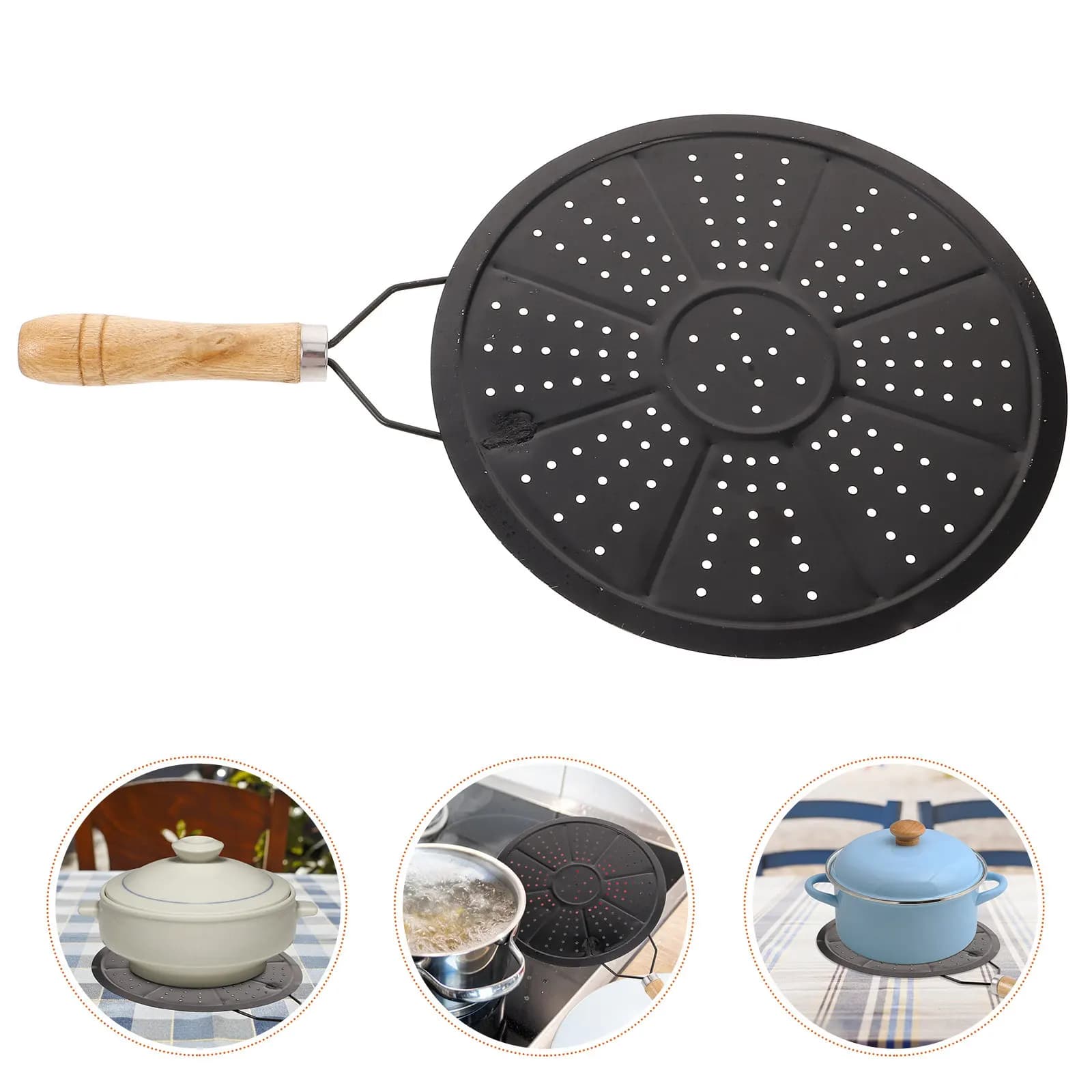 Pannolini isolanti in ferro e legno, diffusori di calore per fornelli a gas, protezioni per tavoli da pranzo, sottopentola, accessori per cucina e bar