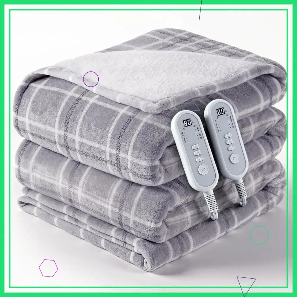 Coperta riscaldante Queen Size con doppio controllo, 8 livelli di riscaldamento, spegnimento automatico e lavabile, certificata ETL (84" x 90")