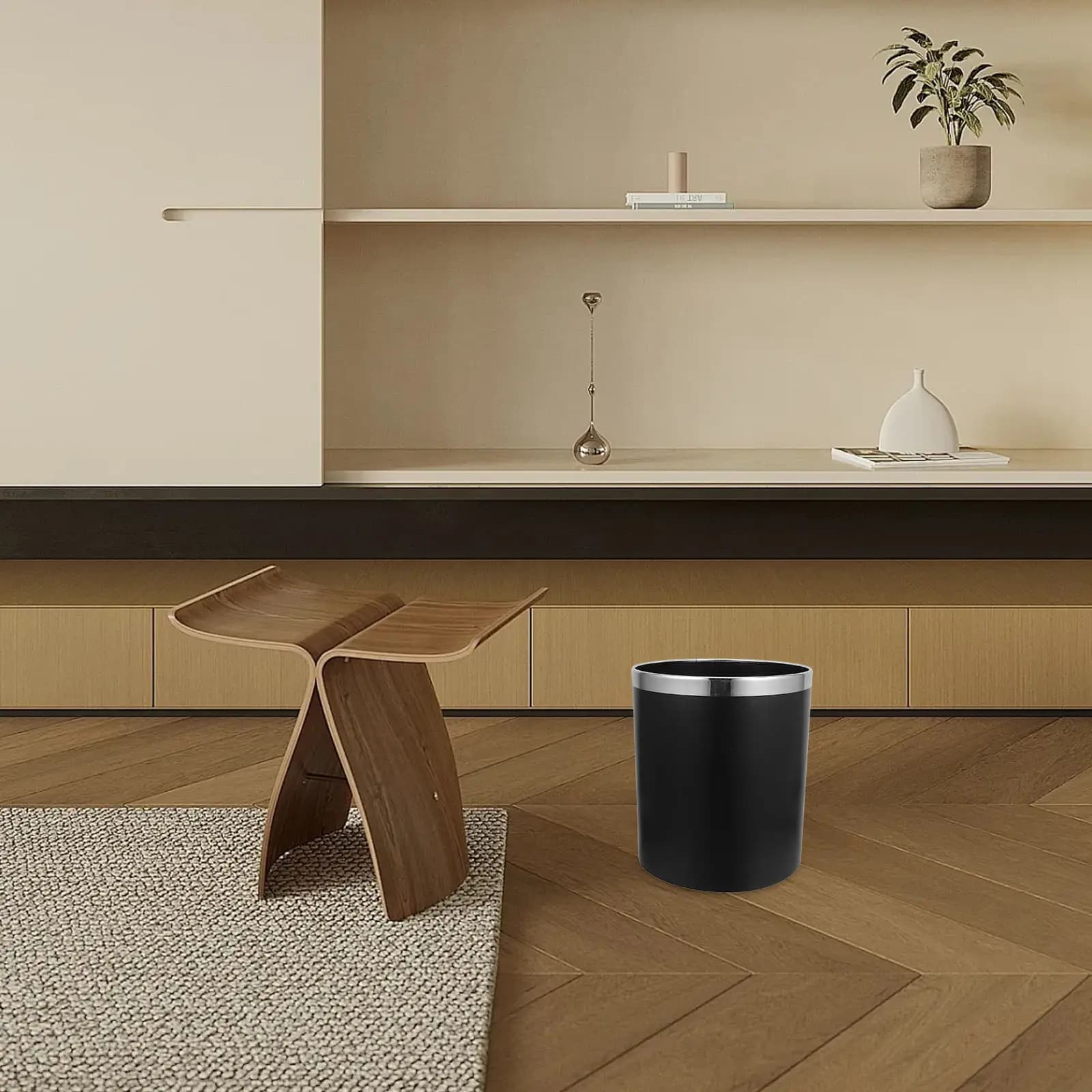 Cestino per Rifiuti Rotondo a Doppio Strato 18L, Moderno ed Elegante, per Bagno, Cucina, Camera da Letto, Ufficio, Casa, Decorativo per Interni