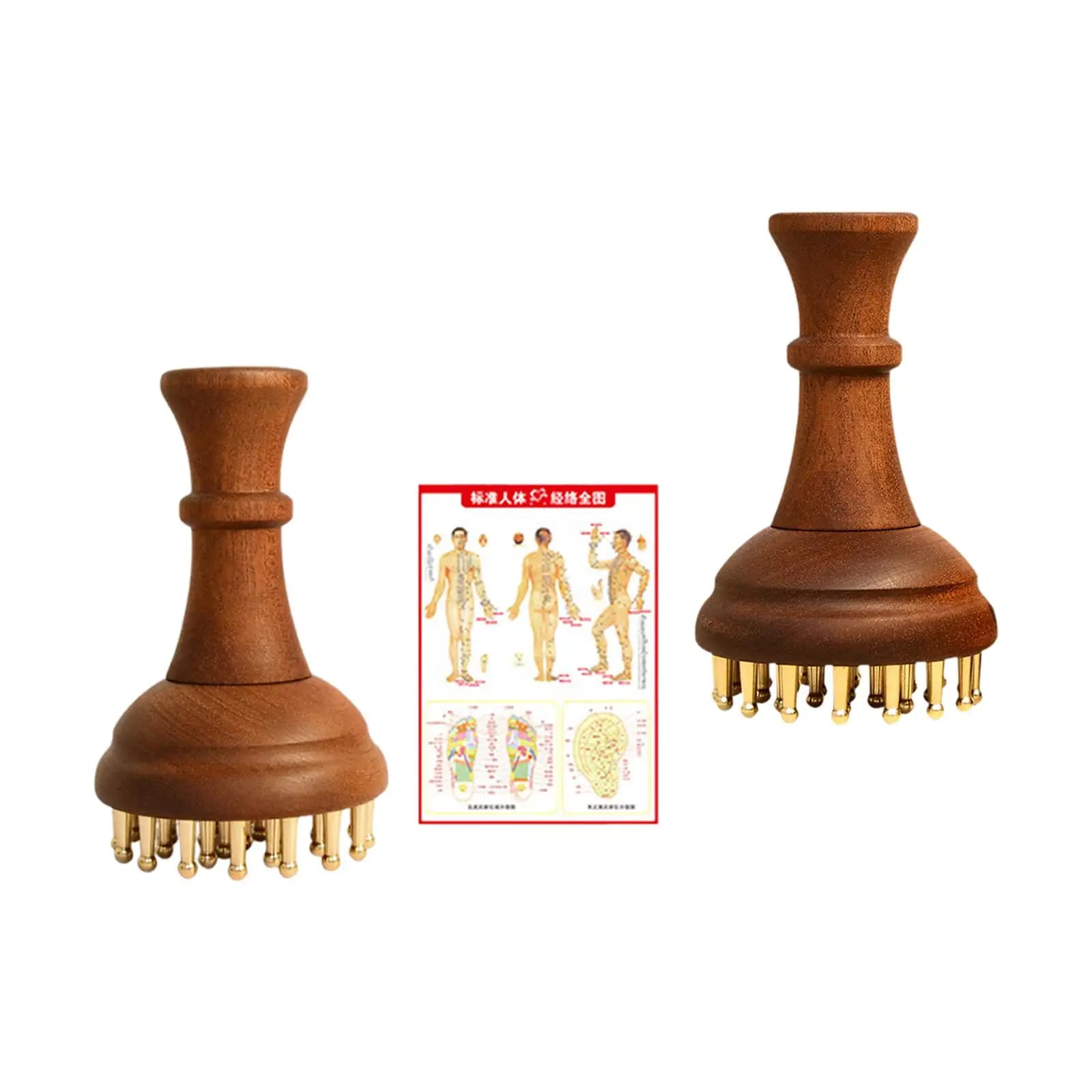 Massage comb in wood with 29 Brass teeth, Gift for Salone, for Body, Collo, Hands, Spalle, Arms, Back, Legs, Domestic Use, Brush for Guasha, Pocket 8.5x14cm