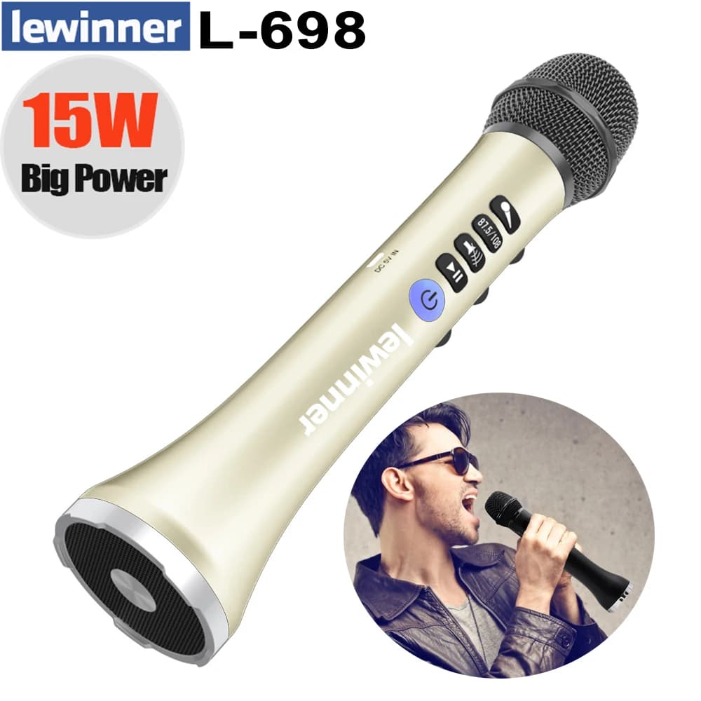 Lewinner L698 microfono Wireless 15W Karaoke machine microfono Bluetooth altoparlante portatile portatile per iOS/Android