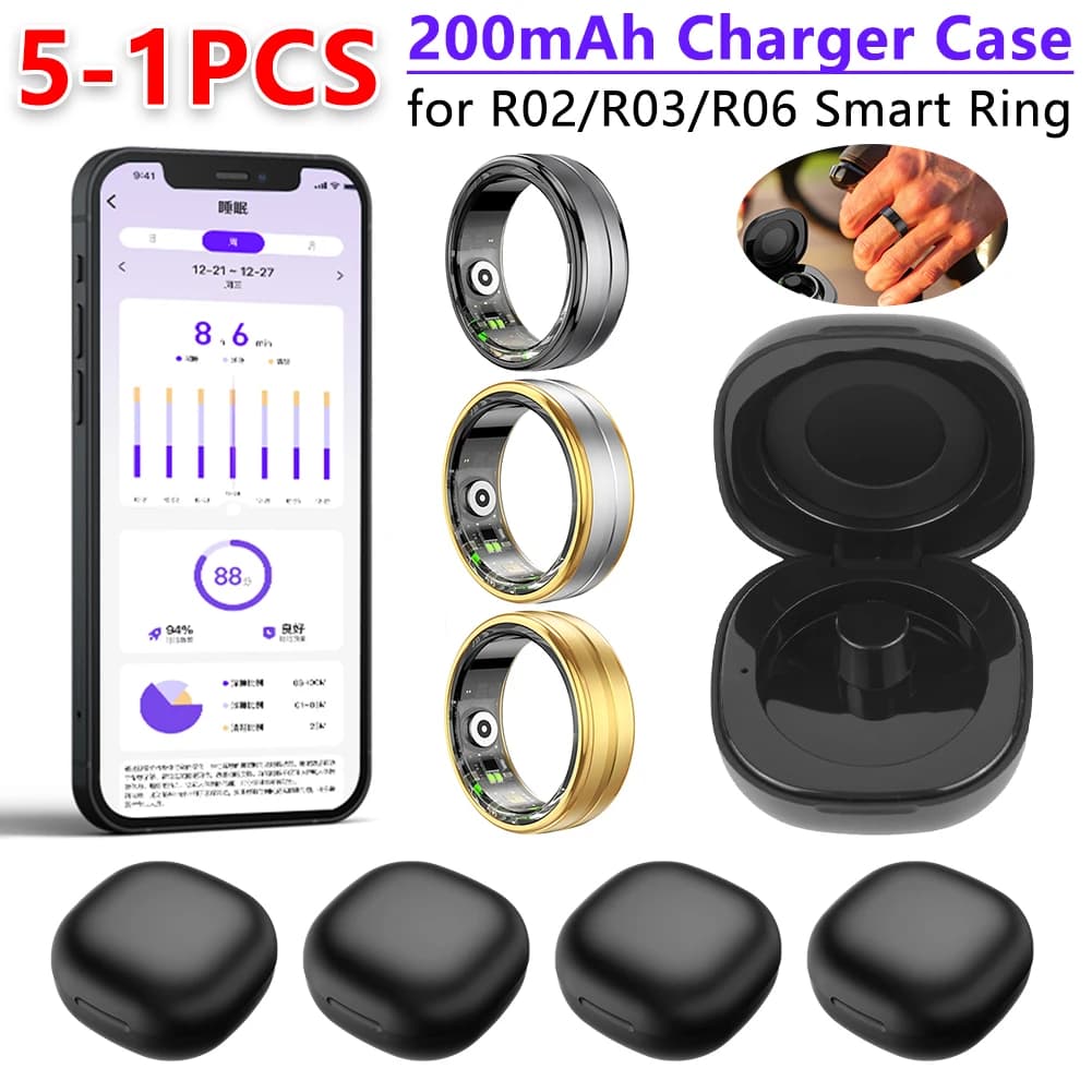 Custodia di ricarica Porta di tipo C da 200 mAh Custodia per caricabatterie wireless Custodia per caricabatterie di ricambio Dock Station per Smart Ring R02/R03/R06