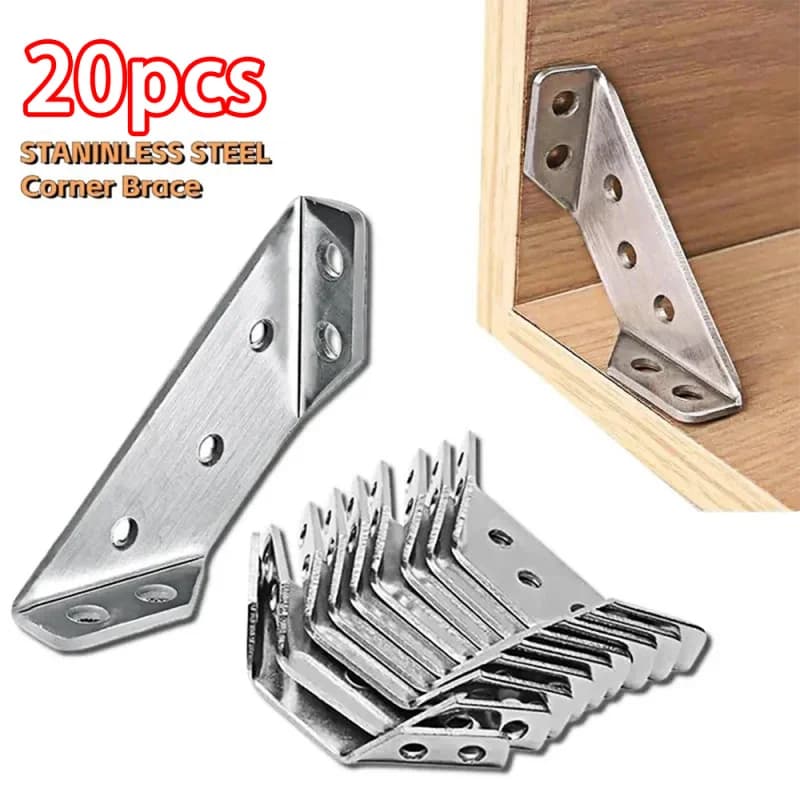 100Pc-12Pc Stainless Steel Corner Bracket Universal Furniture Fixed right angle bracket Cabinet Trapezoidal layer Connector tab