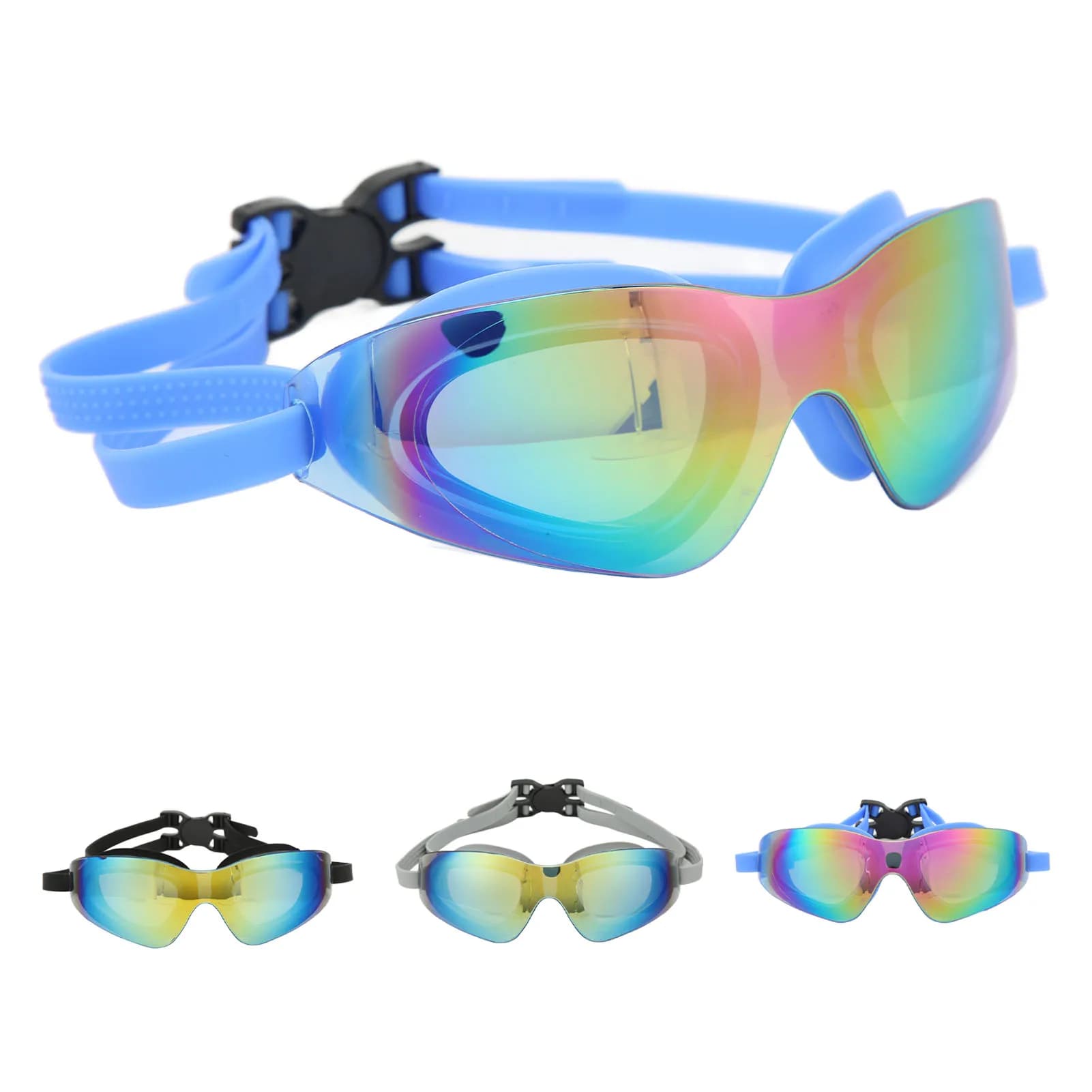 Anti Fog Swim Goggles Swimming Goggles Anti Fog No Leaking Gel Swim Glasses with PC Mirror for Men and Women Swim Glasses