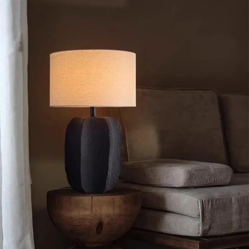 Style Ceramic Table Lamp Villa Decoration Lamp Living Room Bedroom Desk Lamps Black Desktop Lighting Ornament