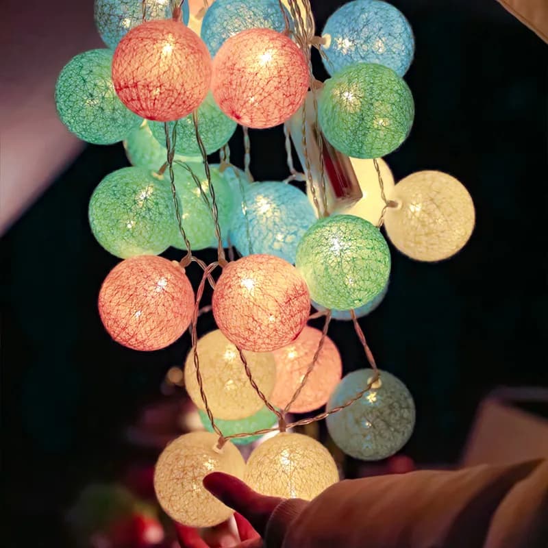 Luci Notturne a Batteria con 10/20 LED a Forma di Palla di Cotone, Lampadine LED per Decorazione Camera da Letto e Feste