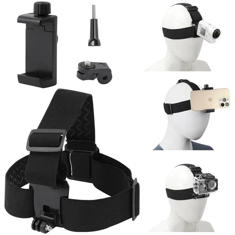 Mani libere regolabile per telefono cellulare, cinturino per selfie, fascia per capelli, treppiede, per IPhone GoPro POV Vlog, monopiede per montaggio esterno