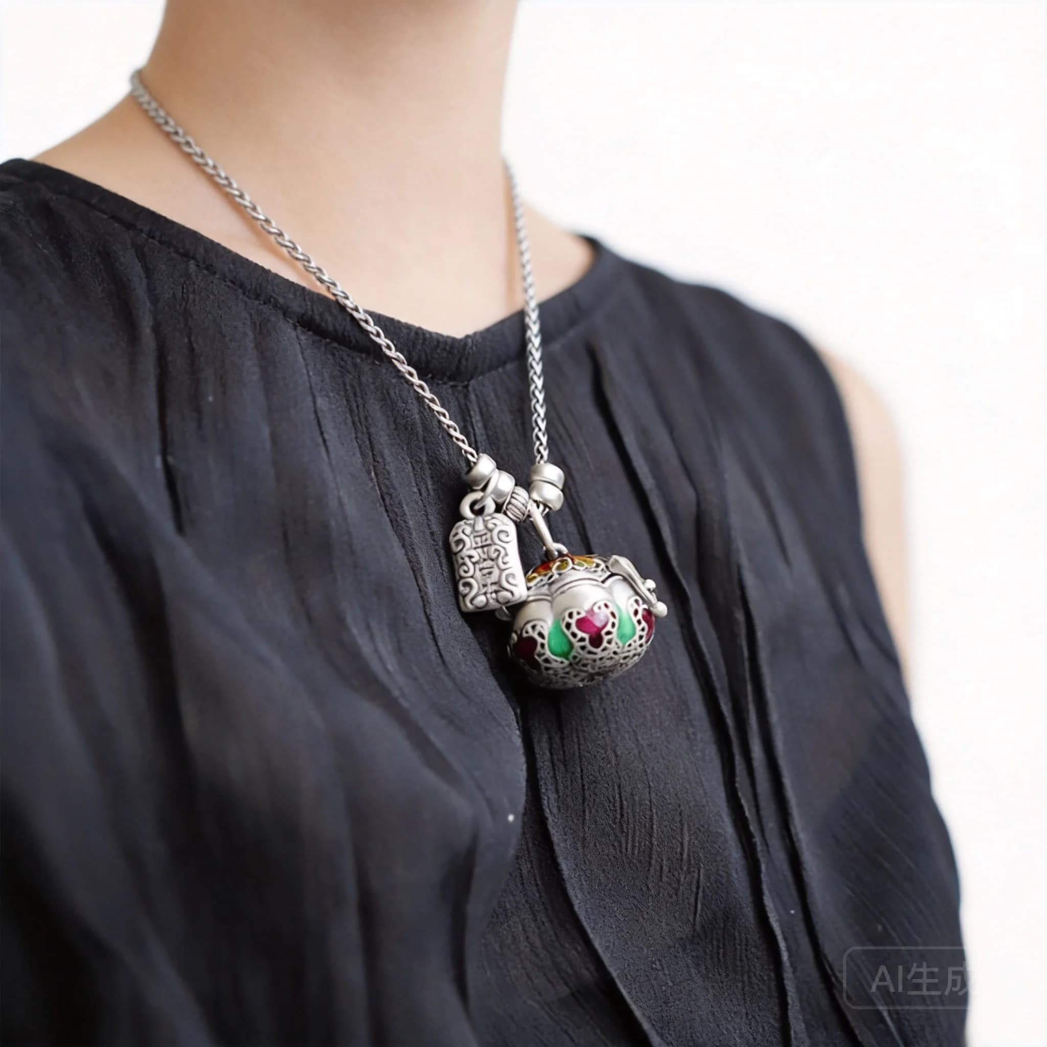 Chinese Traditional Lucky Enamel Hollow Pumpkin Sachet Pendant Necklace Vintage Openable Aromatherapy Gawu Box For Women Good