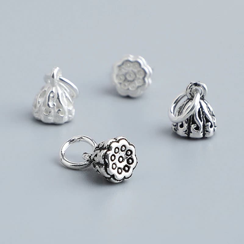 1 pz 925 Sterling Silver Zen Seme di Lotus Circle Pendants and Pendants 7x5.7mm Bracelets Cordoni Fabrics Necklace Prayer Silver Pendants FAI Jewels