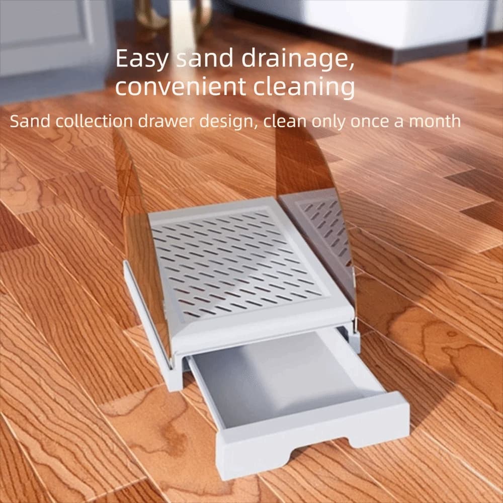Adjustable Height Cat Litter Ramp with Drawer Anti Tracking Non Slip Drawer Baffles Step Stool Stable Efficient