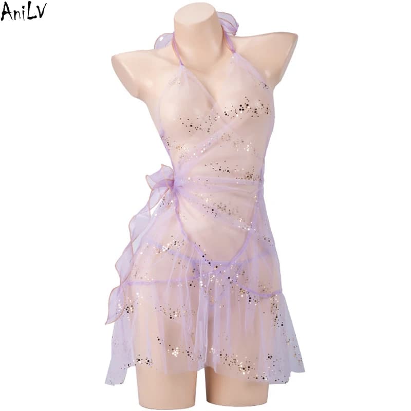 AniLV Abito da principessa a sirena Fata dei fiori Unifrom Donna Glitter Filati morbidi Abiti romantici Abiti Costumi Cosplay