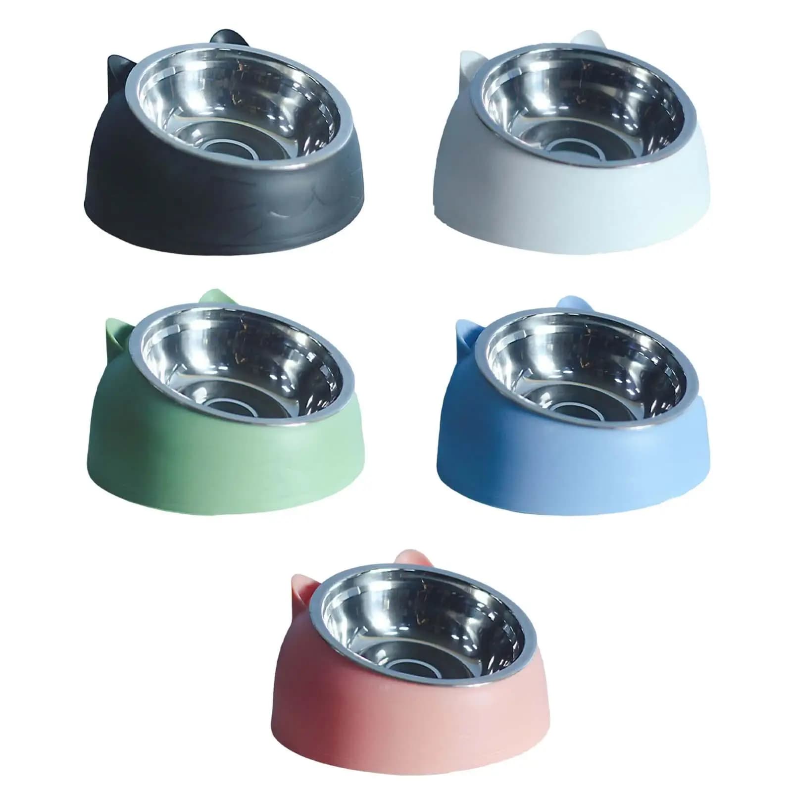 Ciotola per cani da gatto da 200 ml 15 gradi sollevata base per cuccioli antiscivolo cibo per gatti alimentatore per acqua potabile inclinazione protezione collo ciotola per animali domestici accessori