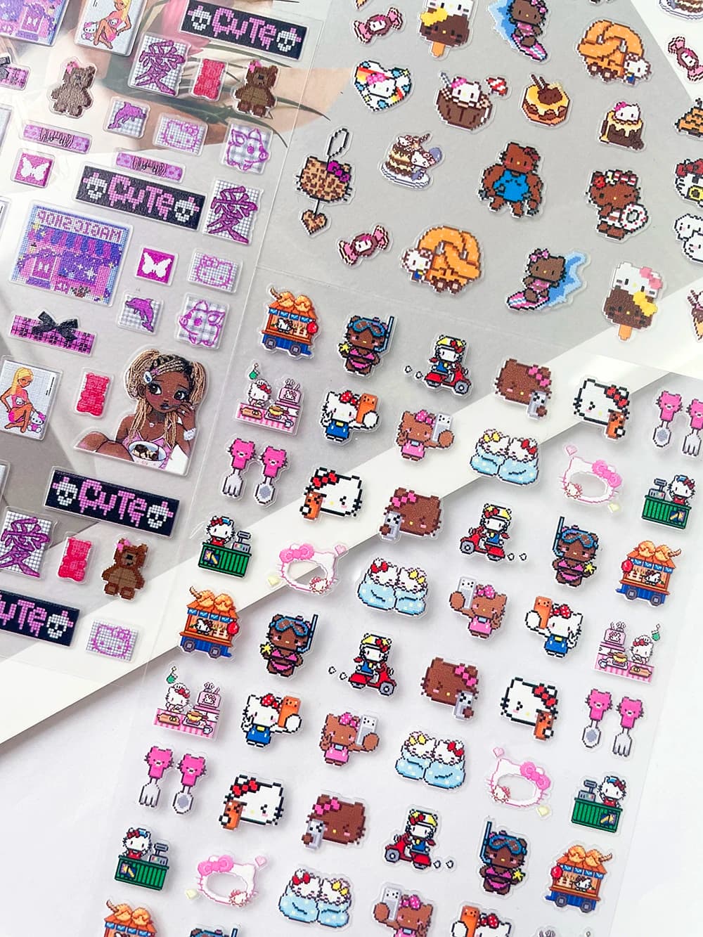 Adesivi per Unghie in Stile Pixel Kawaii, Hello Kitty e Rilakkuma, Decorazioni Fai-da-Te per Scrapbook, Diari, Planner e Fotocamere