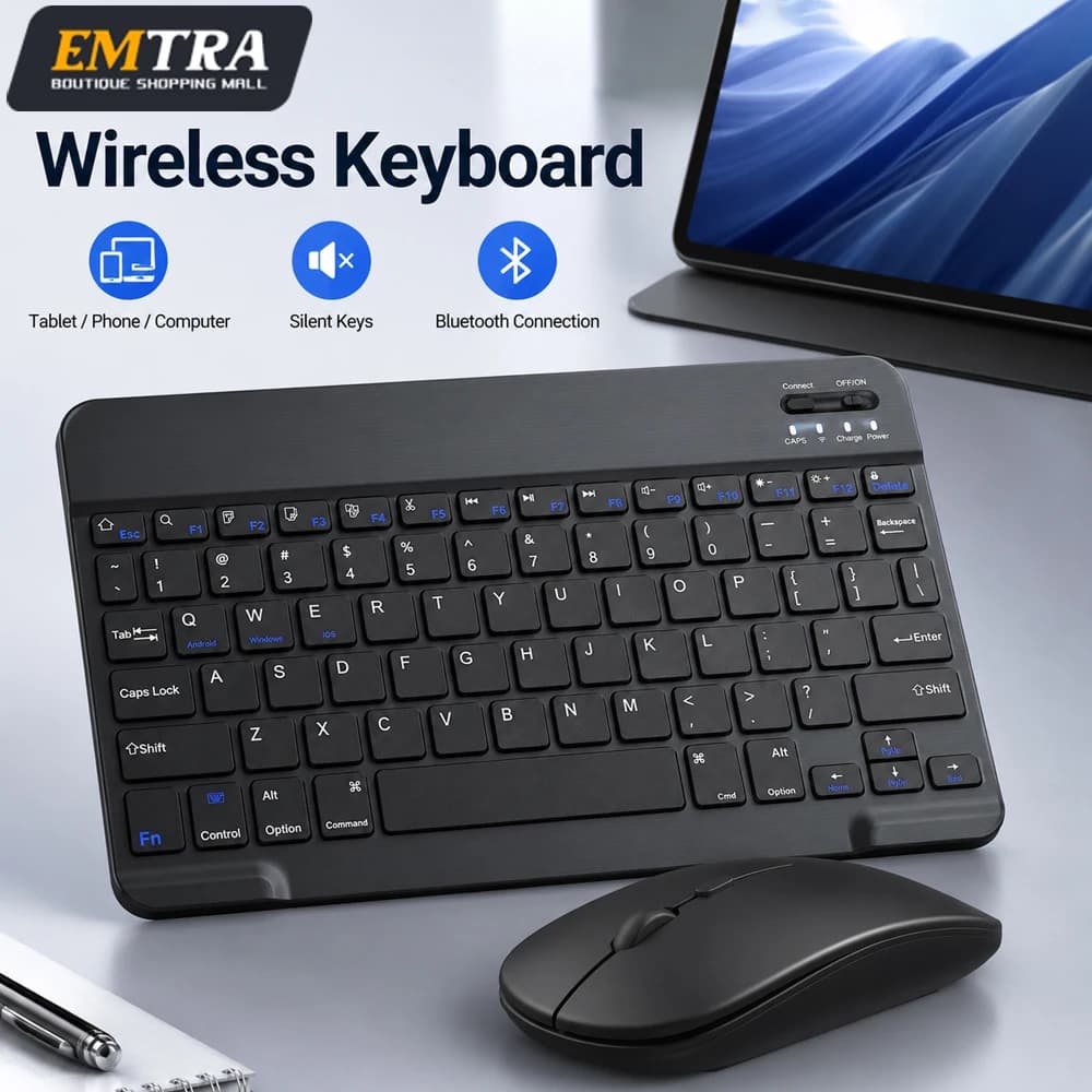 Tastiera wireless Bluetooth per Android IOS Windows Tastiera multilingue per tablet Accessori per tablet Mini tastiera e mouse per iPad