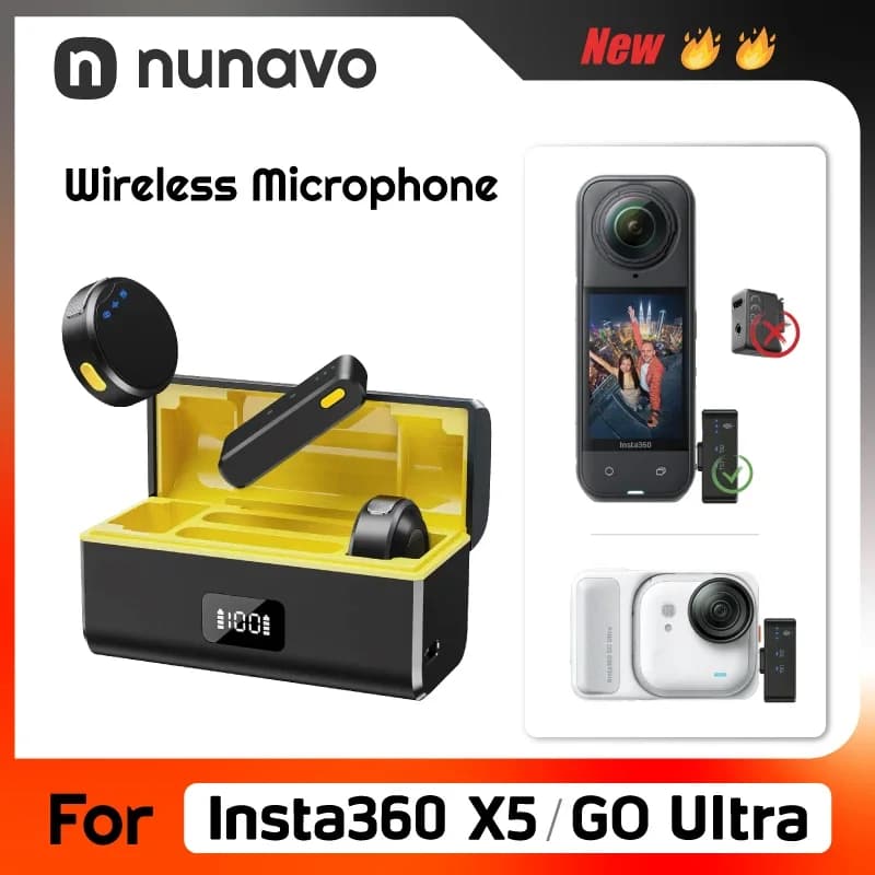 Wireless microphone for insta360 x5 for insta360 go ultra 360 action camera audio microphone without need for camera accessory microphone adapter