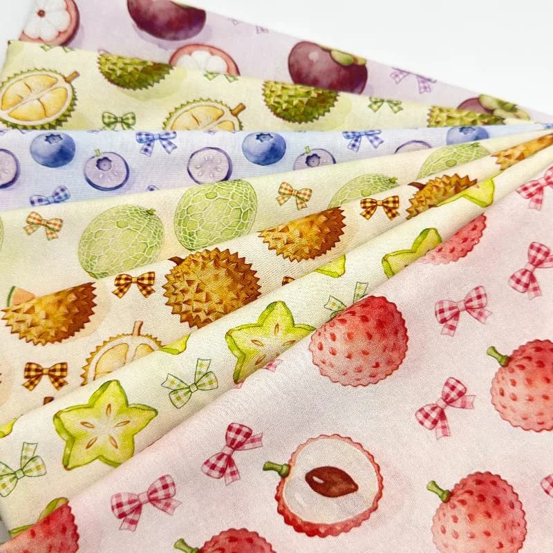 1meter Pure Cotton Fabric Cartoon Fruit Print Cute Soft Breathable DIY Lolita Dress Bag Bed Sheet Tablecloth Sewing Accessories