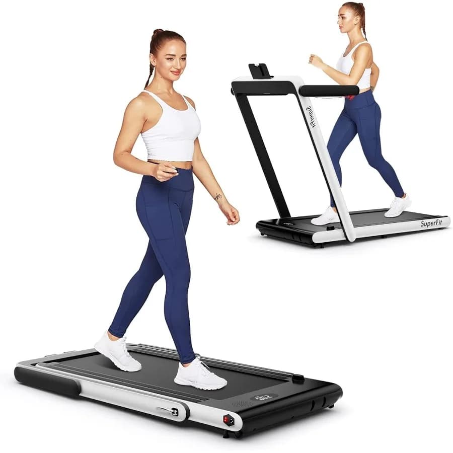 Tappetino da passeggio Installazione gratuita 2 in 1 Tapis roulant sotto la scrivania con monitor LED App intelligente Telecomando e altoparlante Bluetooth Folda