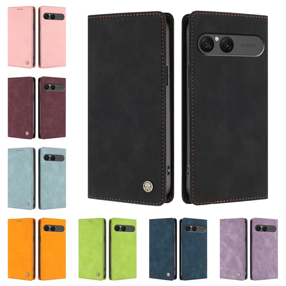 Custodia in pelle con blocco RFID per Sony Xperia 10 5 1 VII VI V 10VII 10VI 10V 5VI 5V 1VII 1VI 5G 2023 2024 2025 Logo 3D Distintivo in metallo