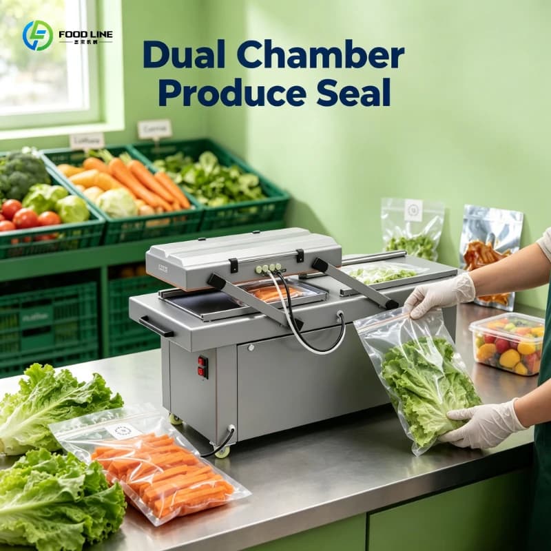 Double Chamber Vacuum Sealer Industrial Packer with Flexible Chamber for Milk Powder Formula Whey Protein Nutritional Meal Shake