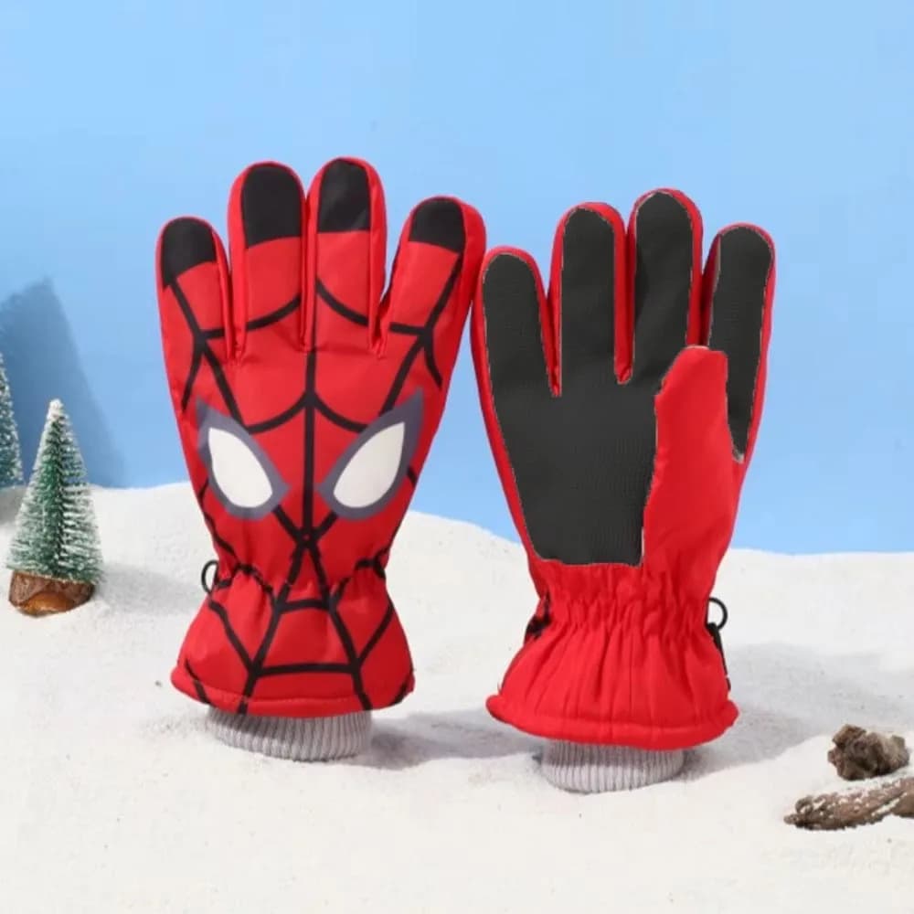 Kids Ski Gloves Spider Man Outdoor Bike Windproof Fleece Gloves Cute Theme Cute Cartoon Kids Gifts