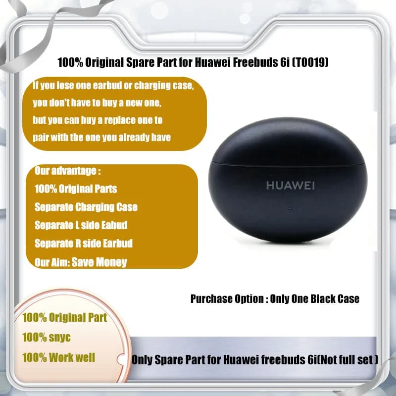 Parte di ricambio originale al 100% per cuffie Huawei FreeBuds 6i (T0019) singola sinistra destra o custodia di ricarica non set completo
