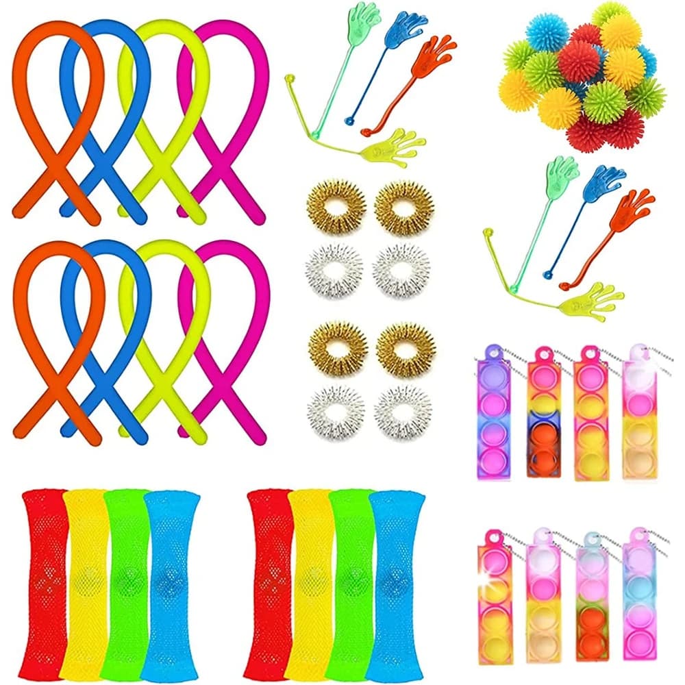 48PCS Mix Finger Fidget Toys Bomboniere Confezione sfusa Antistress Giocattoli sensoriali Premi in classe Set per bambini Ragazzi Regali di compleanno