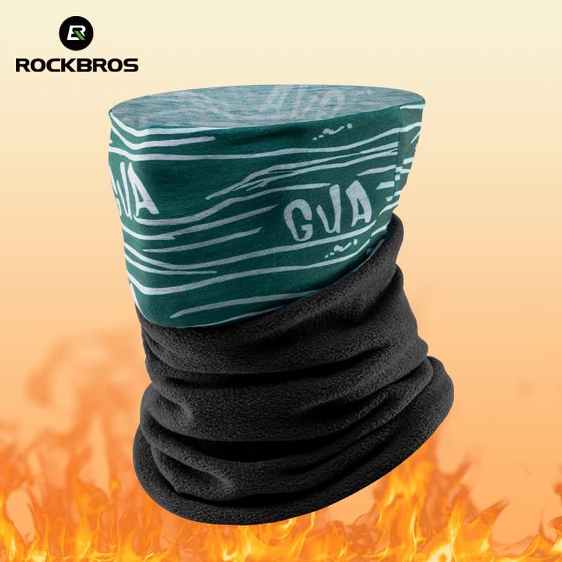 ROCKBROS Passamontagna invernale in caldo pile Copricapo da ciclismo Bavaglino Snowboard Escursionismo Sciarpa al collo Maschera addensata antivento per esterni Bavaglino