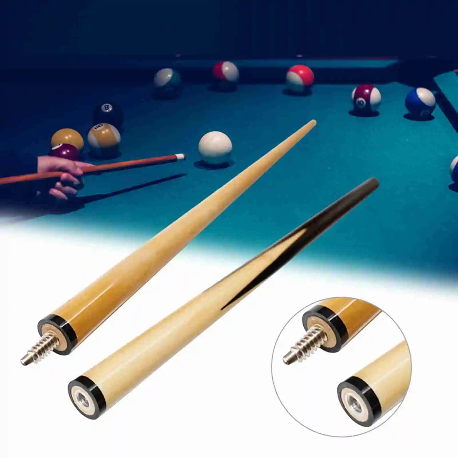 Stecca da Biliardo per Bambini/Adulti, Design con Forcella Posteriore in Legno Bianco, Divisibile in 2 Parti, Adatta per Casa e Bar