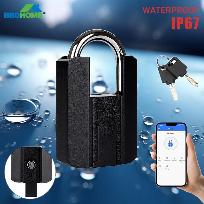 BBDHOME Lucchetto intelligente TTlock App Controllo impronte digitali Senza chiave Impermeabile IP67 Esterno Biometrico Resistente Adatto Palestra di alta qualità