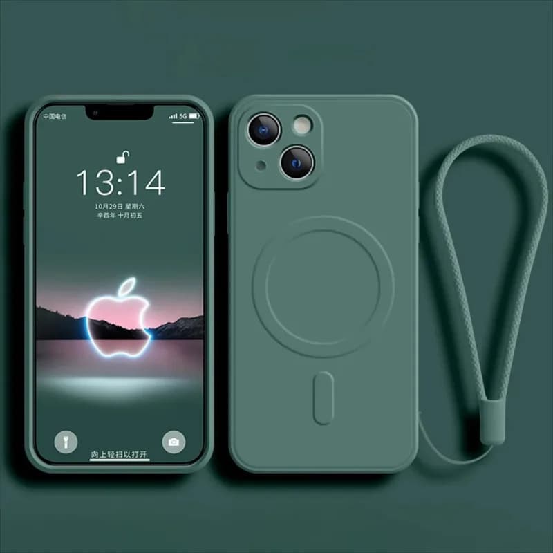 Custodia per telefono con ricarica wireless magnetica di alta gamma, adatta per iPhone 15, 16, 14, 13 Pro Max, in morbido silicone liquido protettivo.