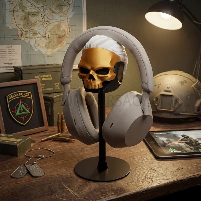 Red Wolf Eclipsed Rose gaming headphone support, Delta Action theme headphone support, Display Desk Organizer