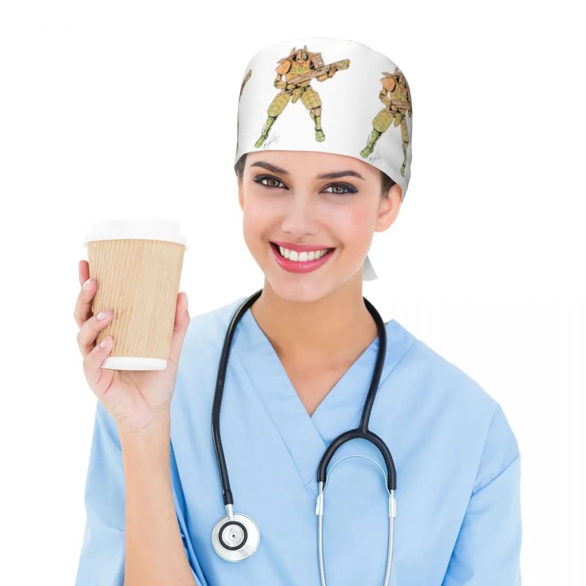 Cappello Chirurgico Necron con Armatura Tau, Berretto da Lavoro per Medici, Cappello Unisex Regolabile per Infermieri e Dentisti